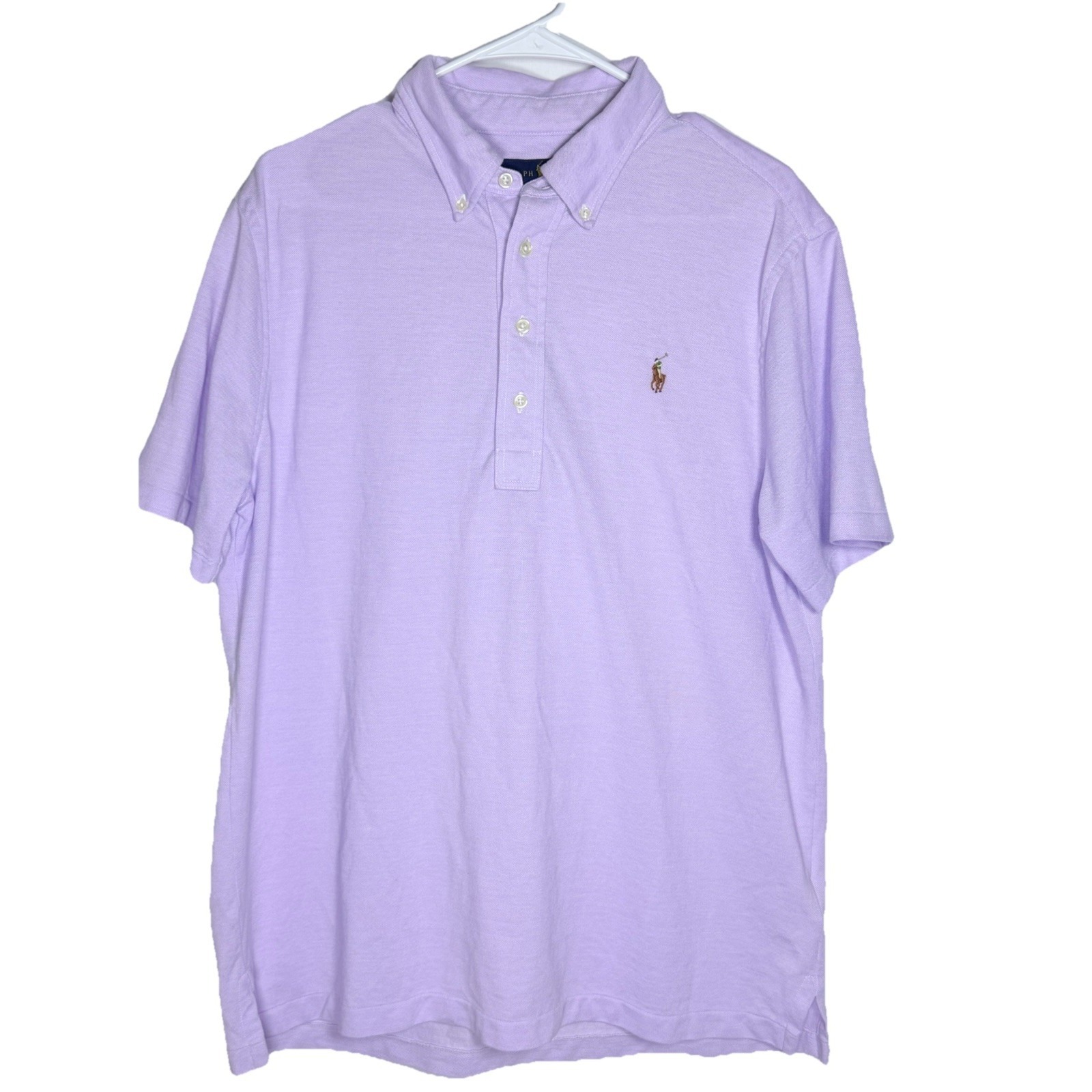 Ralph Lauren Knit Oxford Polo Shirt Mens Large Lavender Pony Logo